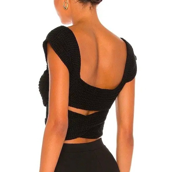 ATOIR Size 4 Revolve The Tulip Cable Knit Black Wrap Crop Top Waist Wrap Tie - Picture 2 of 8